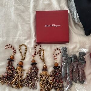 Salvatore Ferragamo Brown and Gold Beaded Tassels